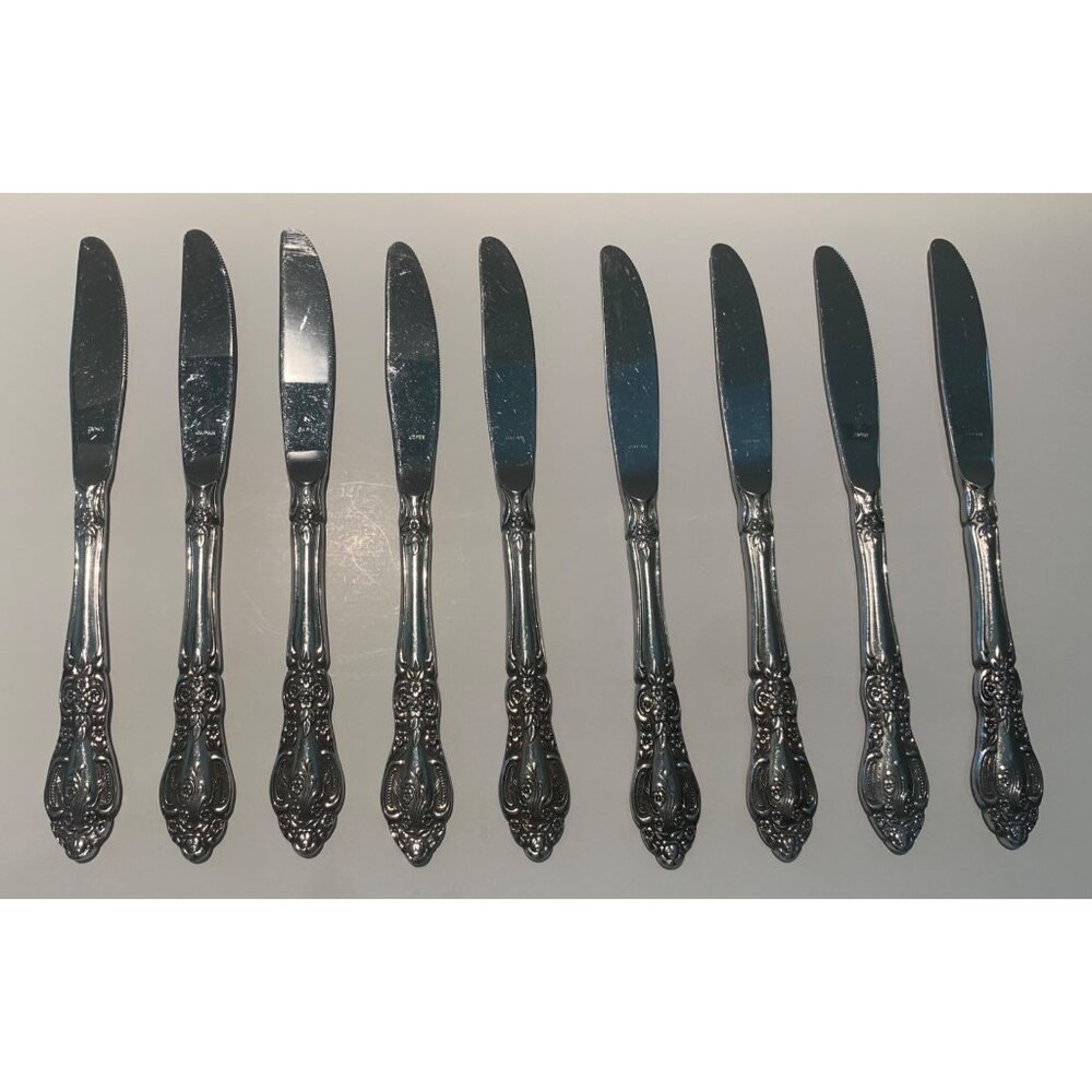 Vintage Knives Floral Pattern Stainless Silverware Flatware Lot of 9